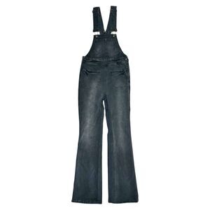 Free People Women’s 28 Flare Denim Overalls Black Stretch